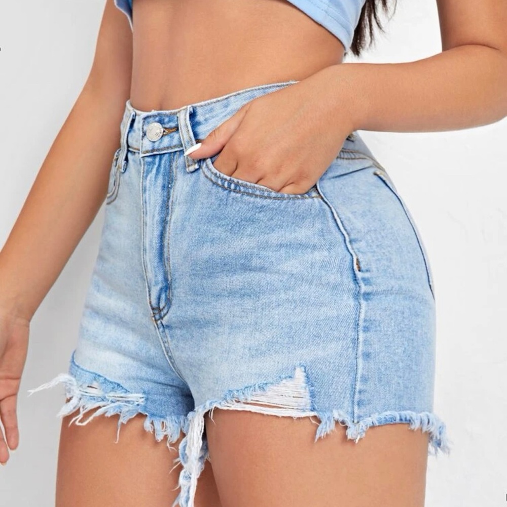 Denim wash shorts